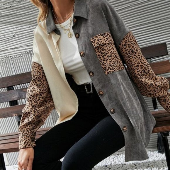 Tops - Multi Color & Print Contemporary Cut & Sew Leopard